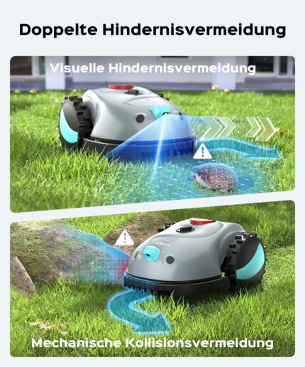 V100 Mähroboter ohne Begrenzungskabel, mit Vision Navigation, 150 Hinderniserkennung, Rasenroboter bis zu 150 m², Akku Rasenmäher Roboter mit Magnetstreifen, Ersatzklingen