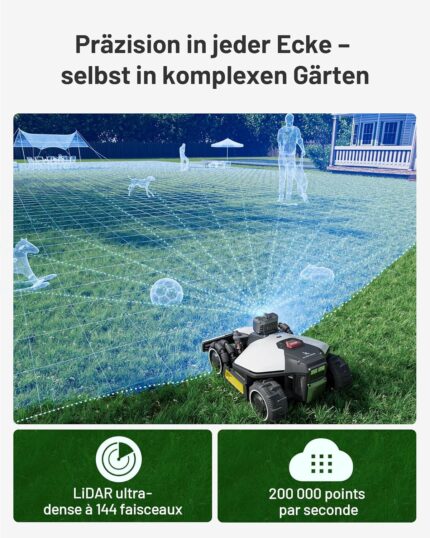 MAMMOTION LUBA mini AWD LiDAR Mähroboter ohne Begrenzungskabel & RTK-Antenne für 1500 m², 3D LiDAR+NetRTK+AI Vision Triple-Fusion, AWD 80% Steigung, Automatische Kartierung, 3 Jahre Gratis-4G