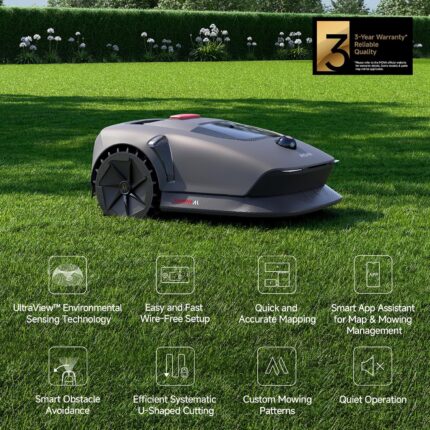 MOVA 600, Rasenmäher Roboter 360° 3D LiDAR Mähroboter ohne Begrenzungskabel & Genaue Kartierung 600 m², Smarte Hindernisvermeidung, App-Steuerung, U-förmiges Schneiden, Sicherheitswarnungen